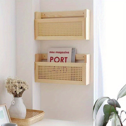 Rustic Wall-Mounted Pine Storage Shelf for The Living Room - XL2M