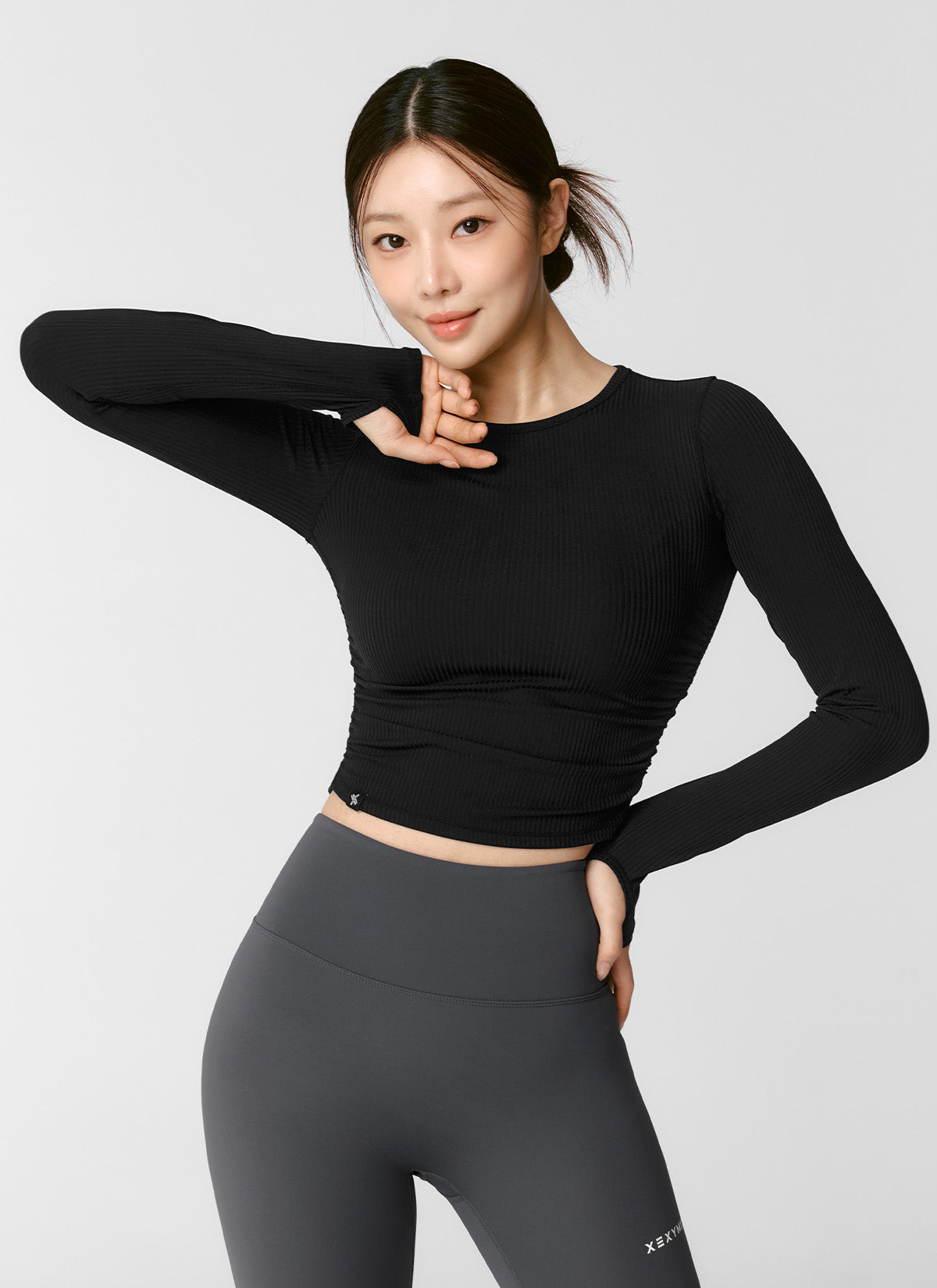 Side Shirring Crop Long Sleeve