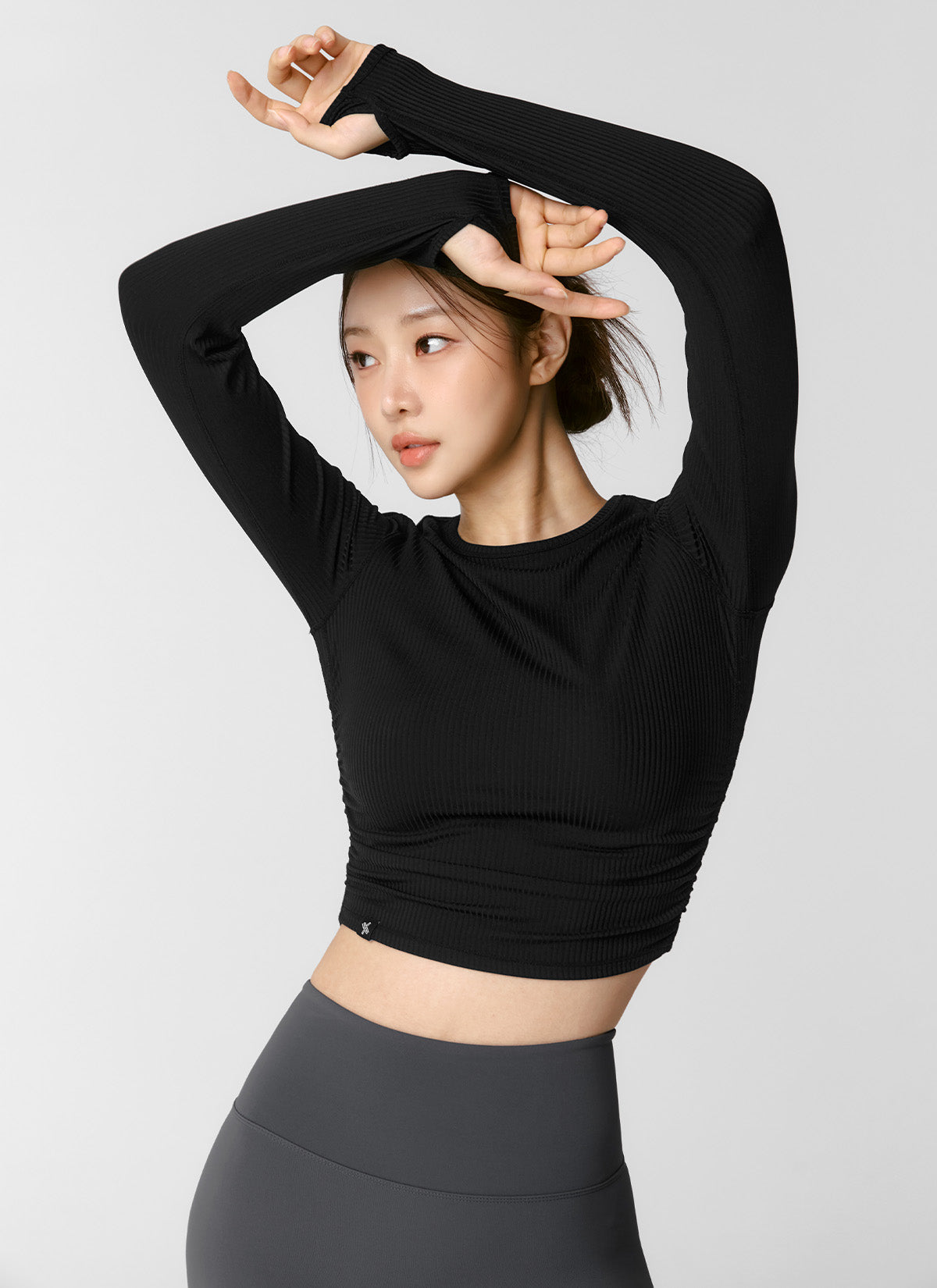 Side Shirring Crop Long Sleeve
