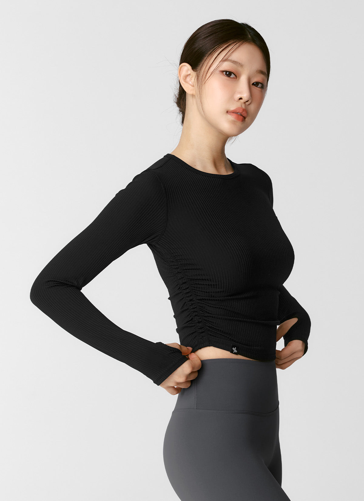Side Shirring Crop Long Sleeve