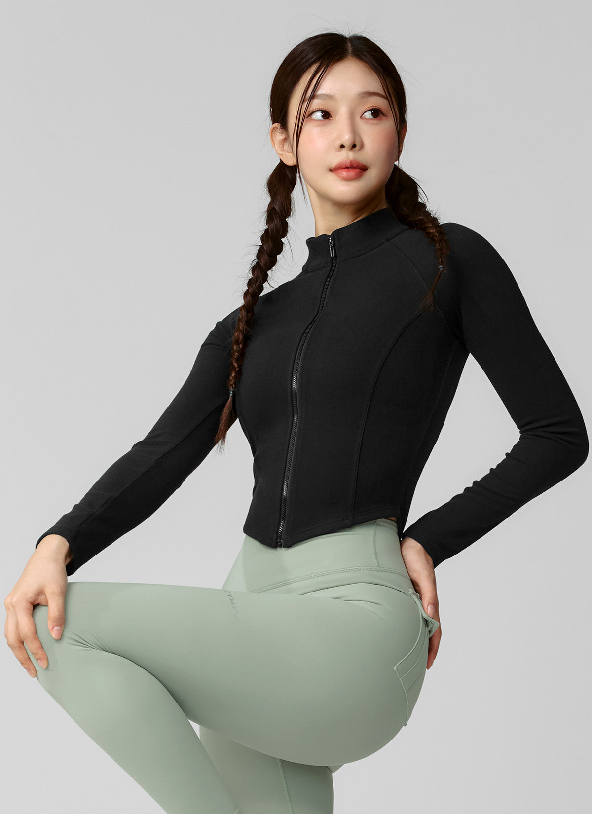 Active Crop Slim Fit Zip-up Jacket