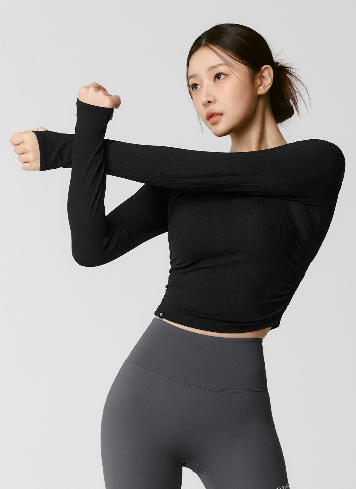 Side Shirring Crop Long Sleeve
