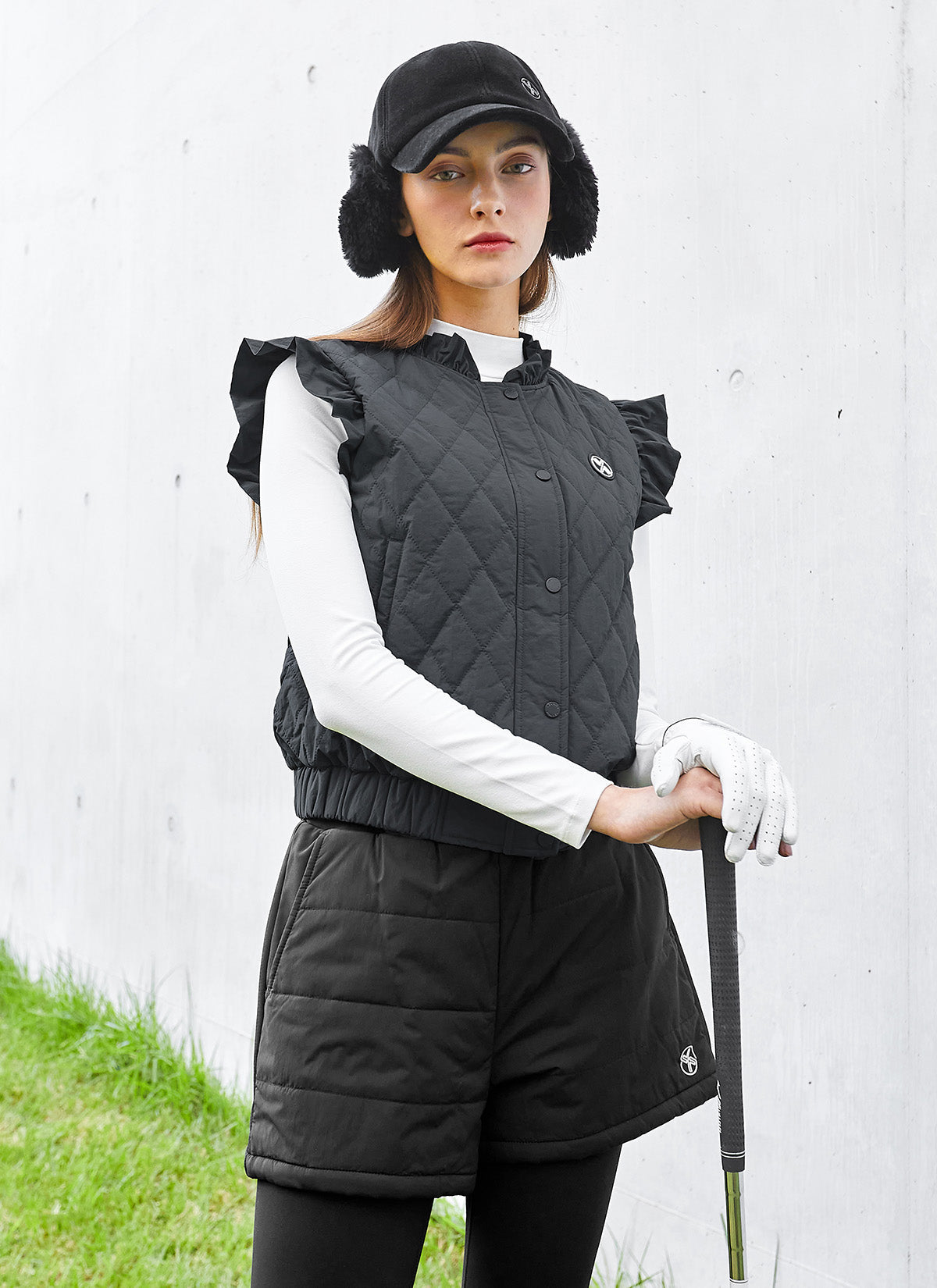 Quilted Ruffle-Trim Vest