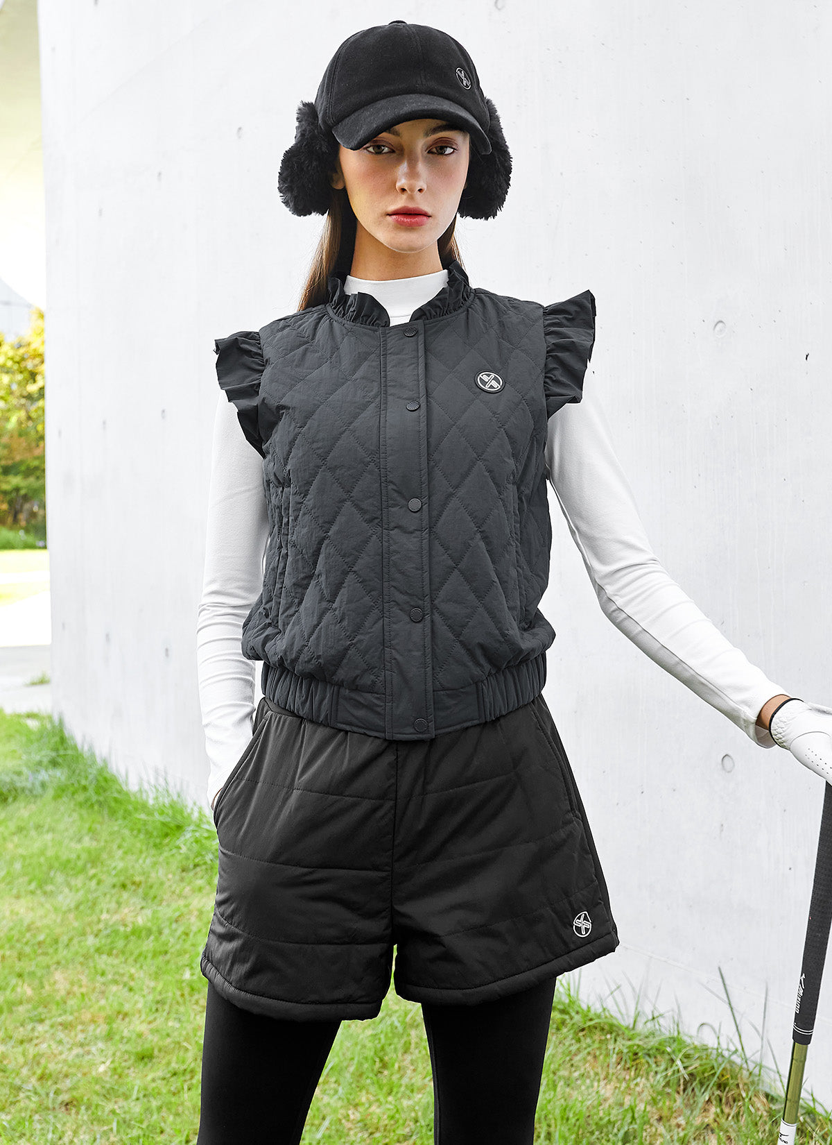 Quilted Ruffle-Trim Vest