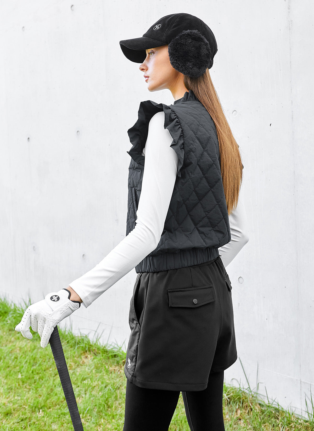 Quilted Ruffle-Trim Vest