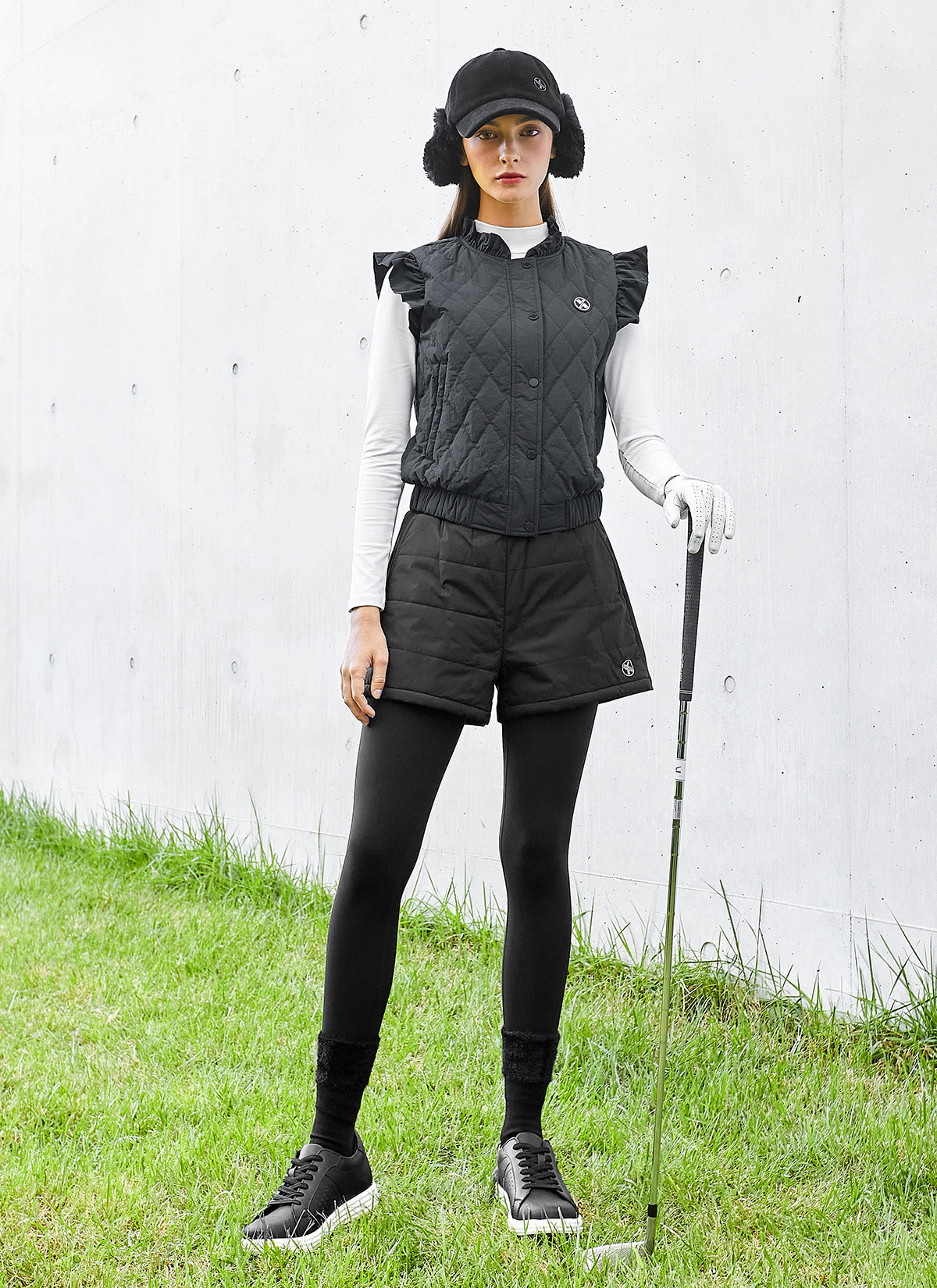 Quilted Ruffle-Trim Vest