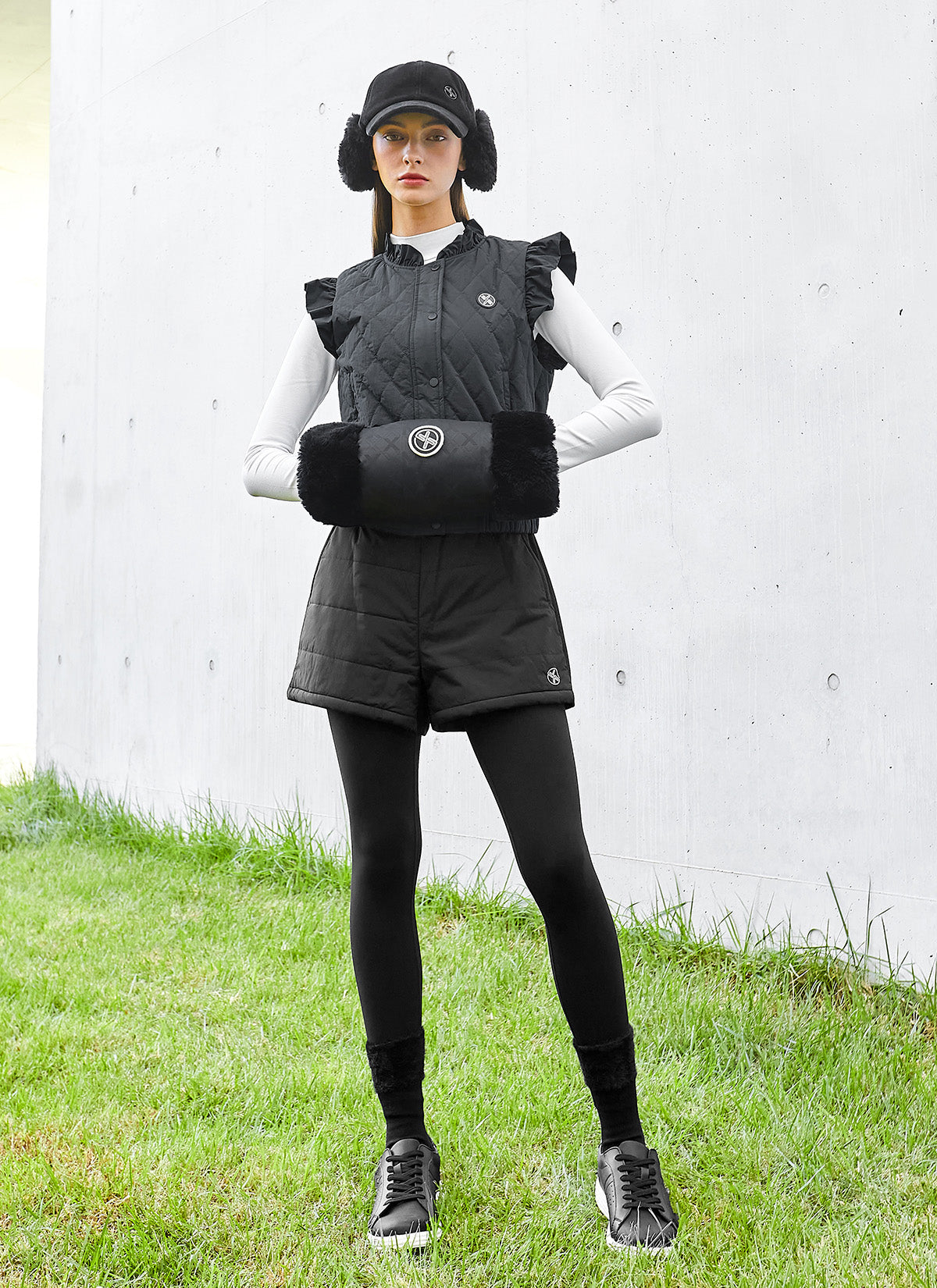 Quilted Ruffle-Trim Vest