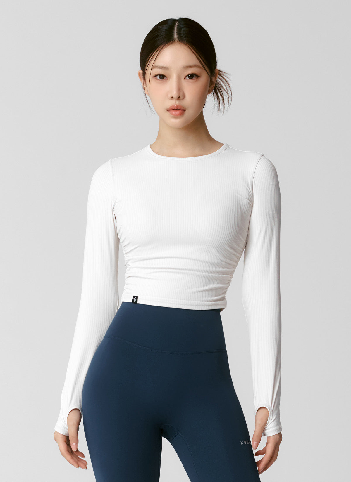 Side Shirring Crop Long Sleeve