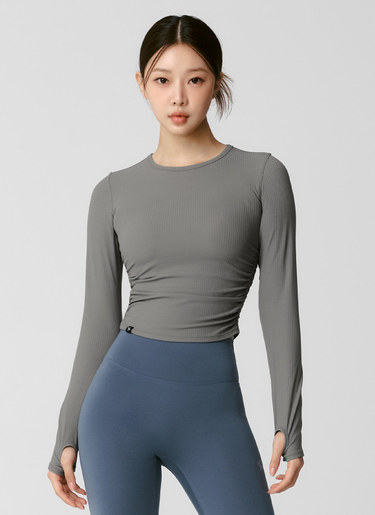 Side Shirring Crop Long Sleeve