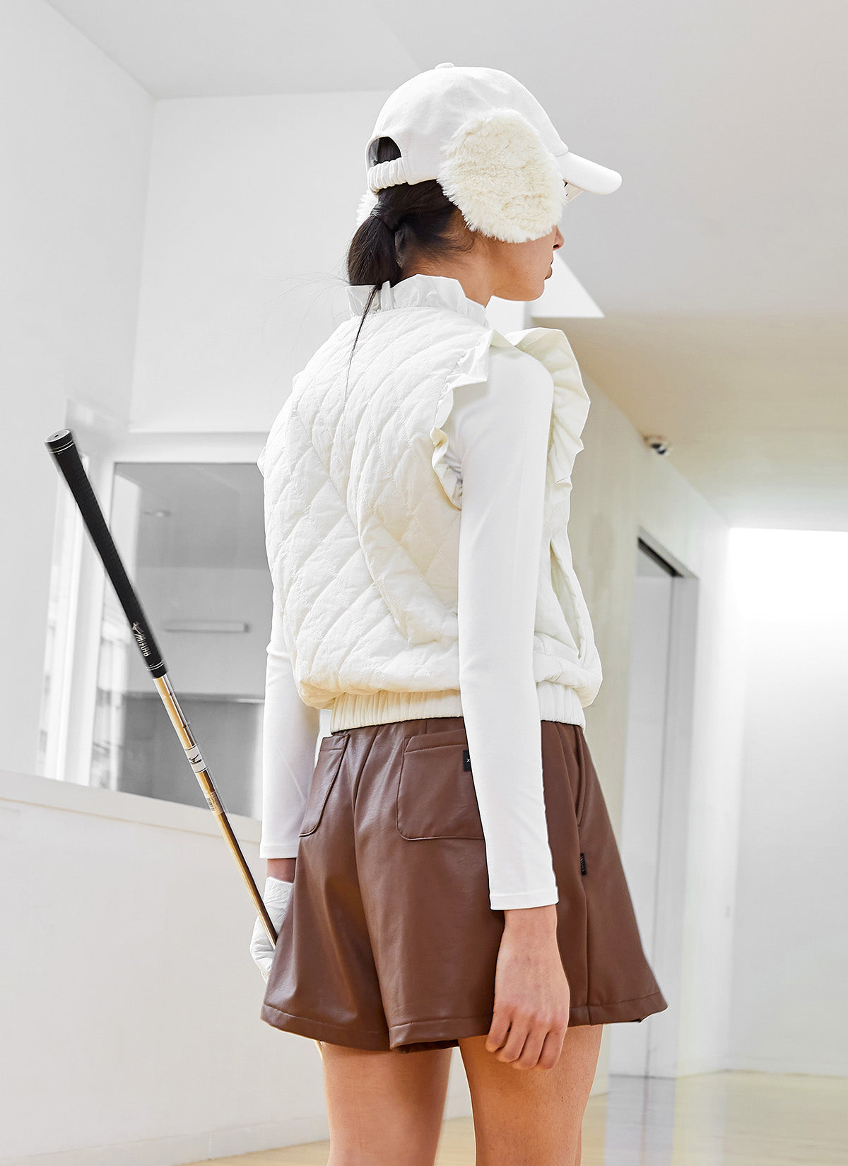 Quilted Ruffle-Trim Vest