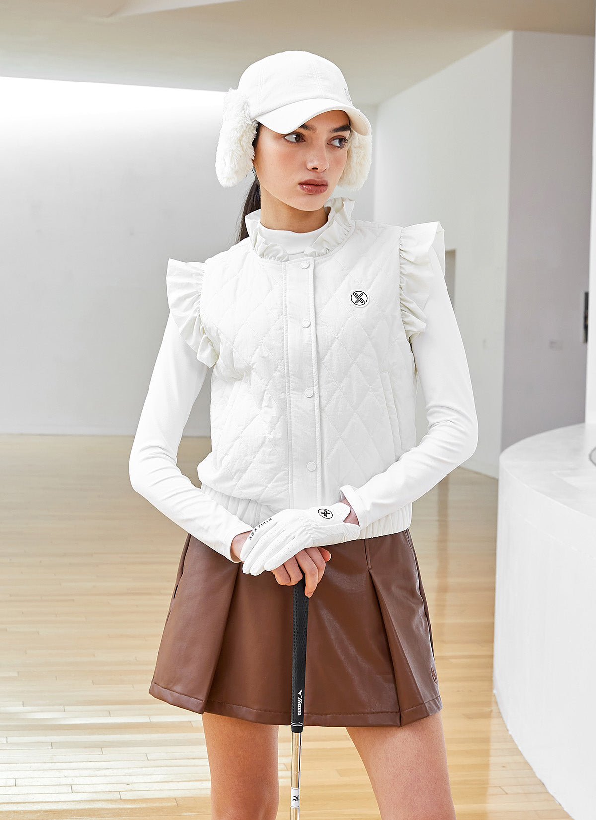 Quilted Ruffle-Trim Vest