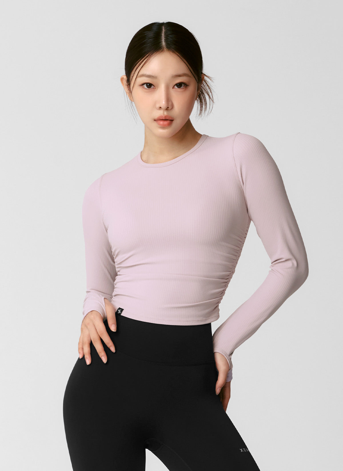 Side Shirring Crop Long Sleeve
