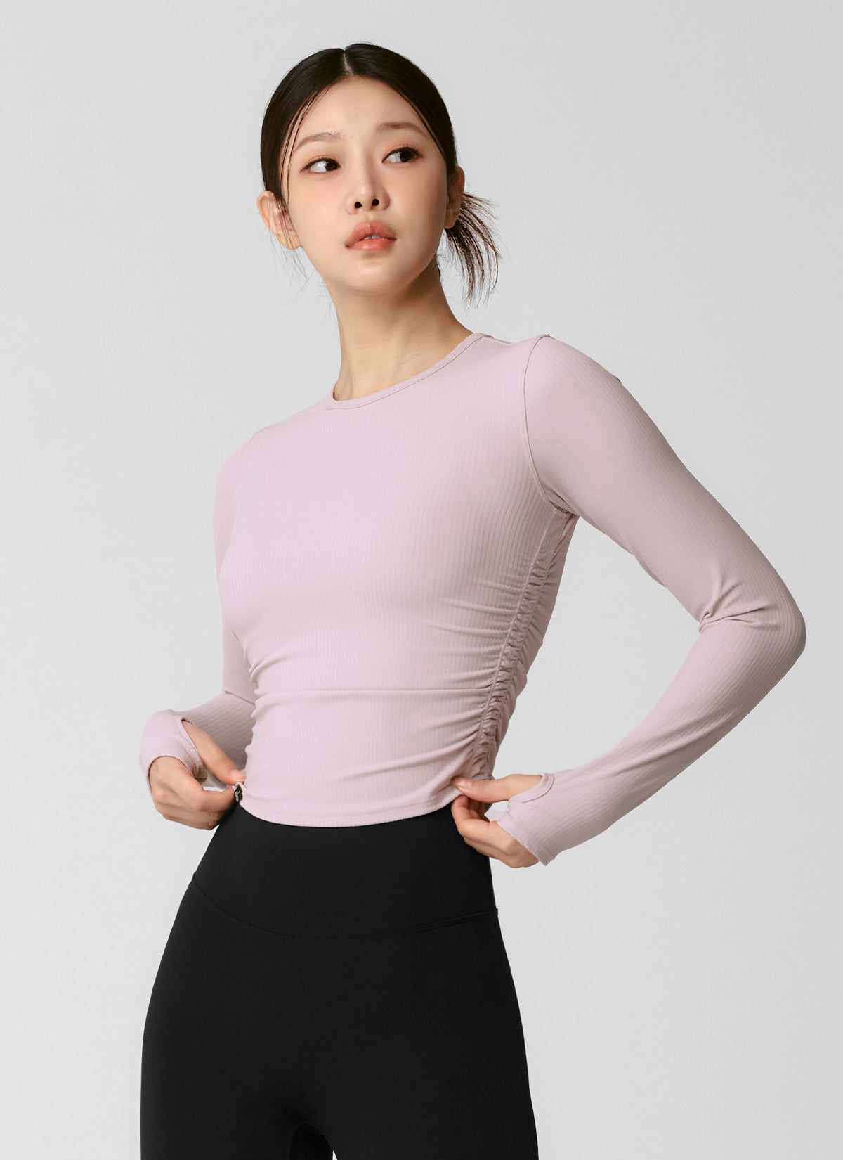 Side Shirring Crop Long Sleeve