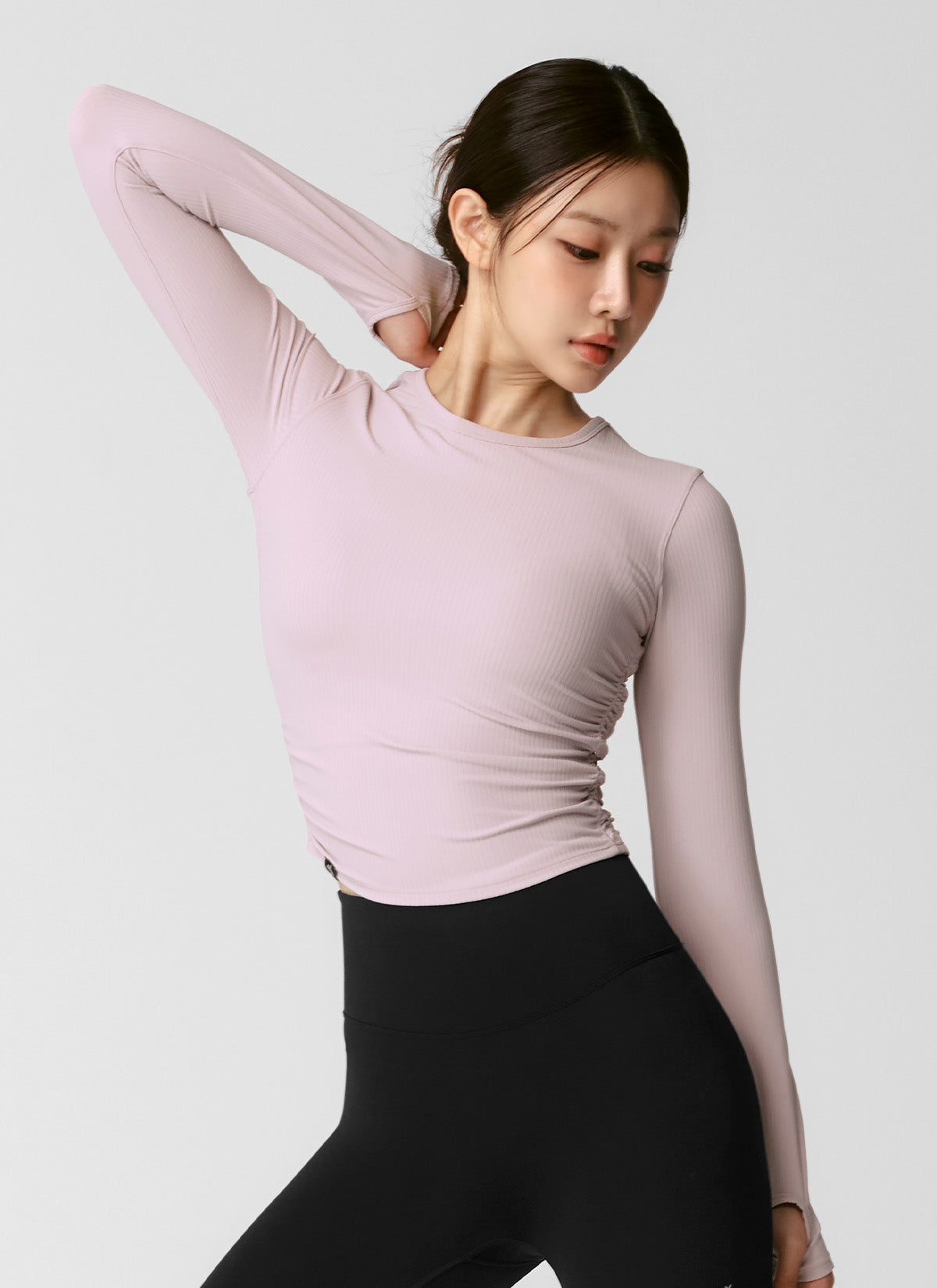 Side Shirring Crop Long Sleeve