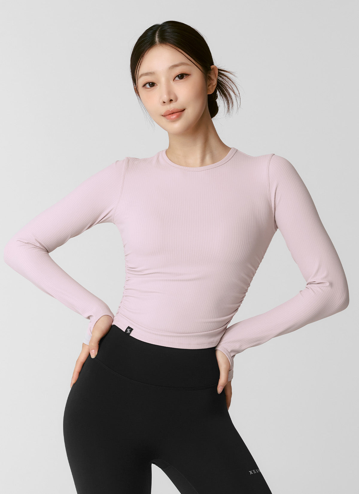Side Shirring Crop Long Sleeve