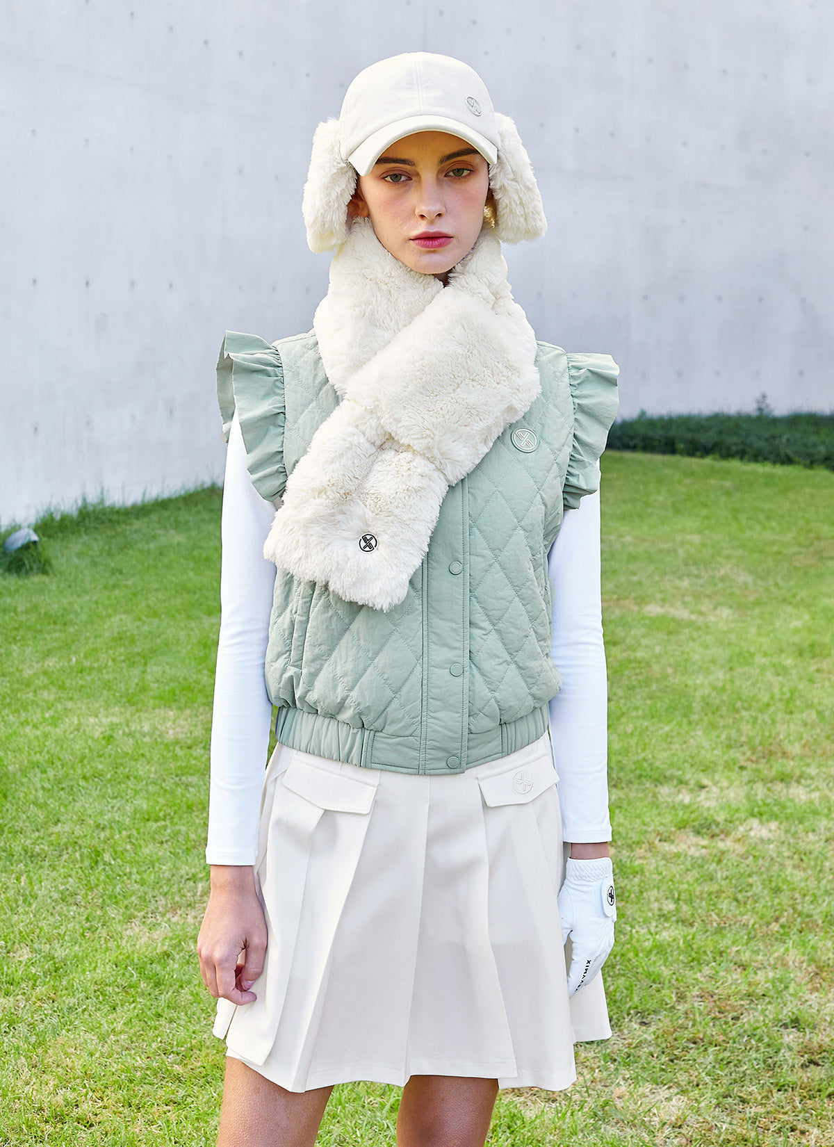 Quilted Ruffle-Trim Vest