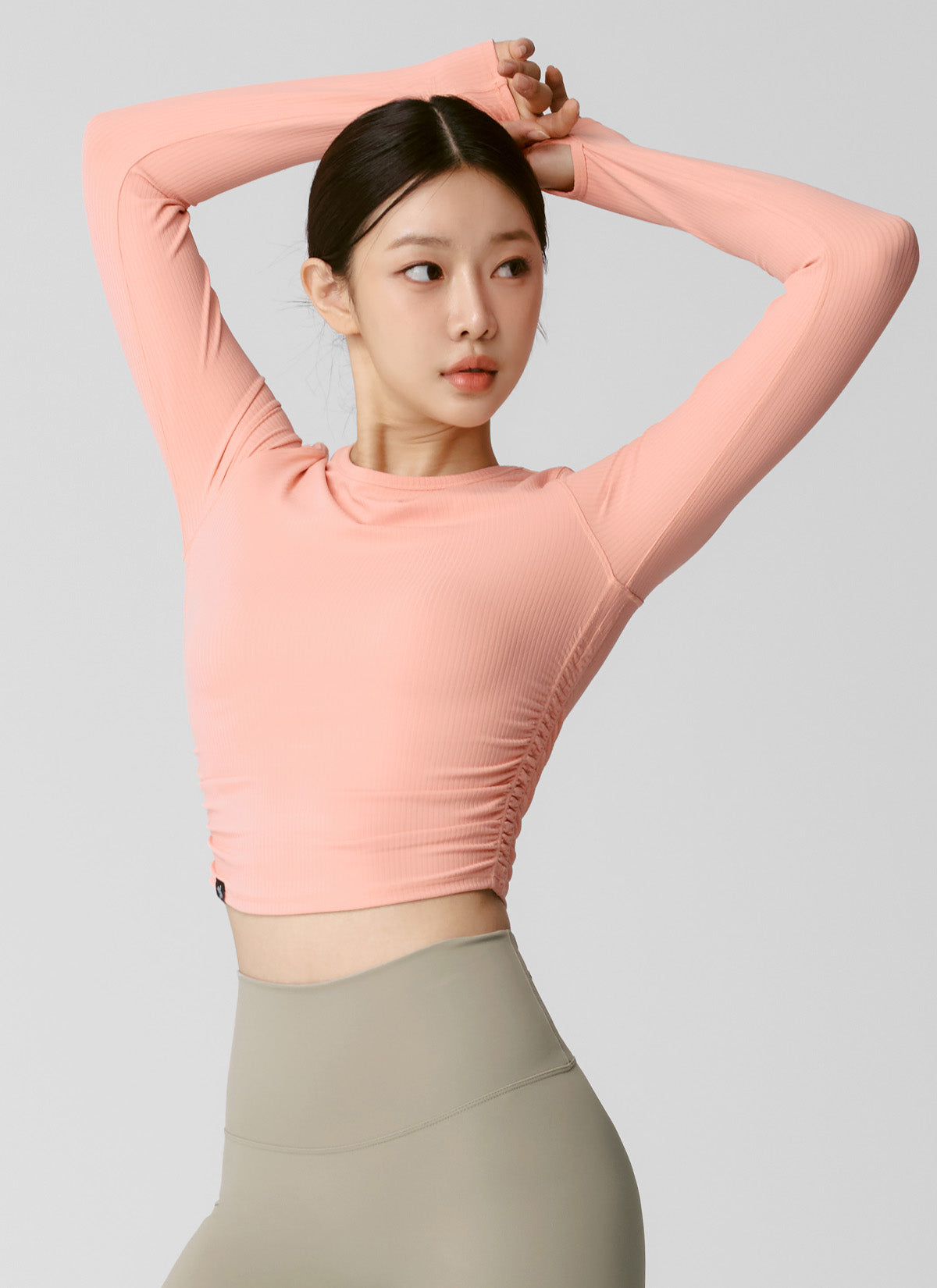 Side Shirring Crop Long Sleeve
