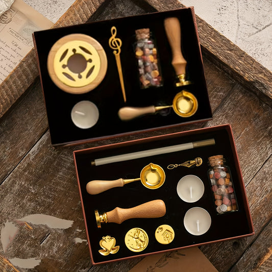 Fire Paint Seal Set with Wooden Handle, Wax Seal Kit TJR5M7P