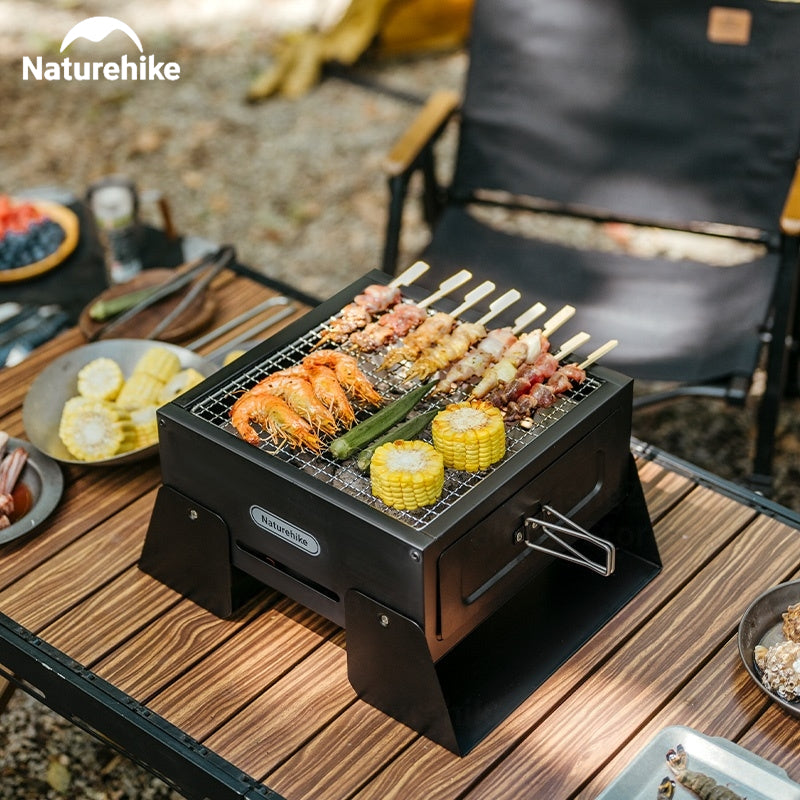 Naturehike Folding Charcoal Grill Outdoor Portable 1-2 Persons BBQ Desk Tabletop Stove Furnance Camping Picnic Barbecue Burner Cooking Grill Stand