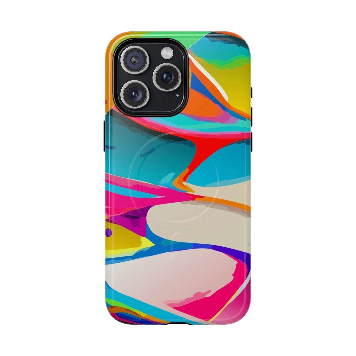 Vibrant Abstract Splash MagSafe Case - Bold Maximalist Tough Phone Cover for Edgy Alt-Fashion Aesthetics