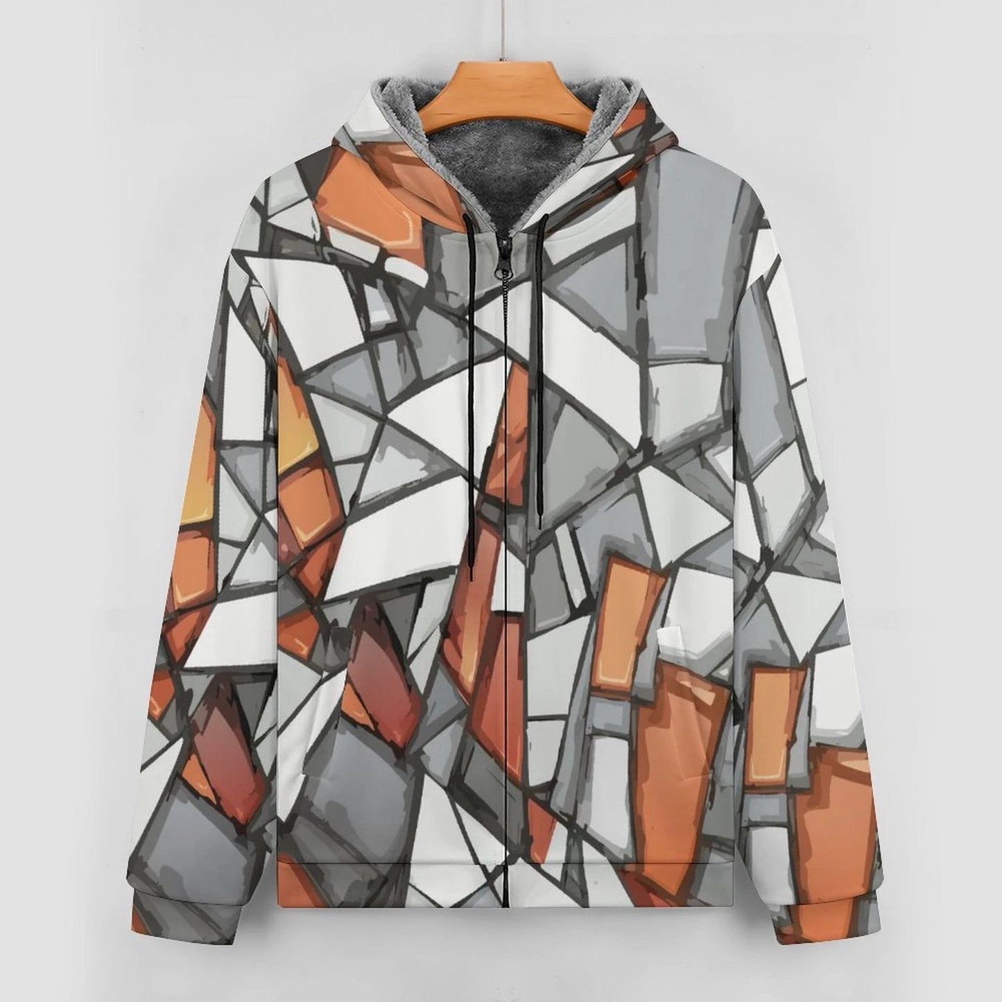 Maximalist AOP Plush-Lined Full-Zip Hoodie | 480gsm Scuba-Shell Heavyweight Cold-Weather Streetwear — Festival Winter Statement Layer (S–5XL)