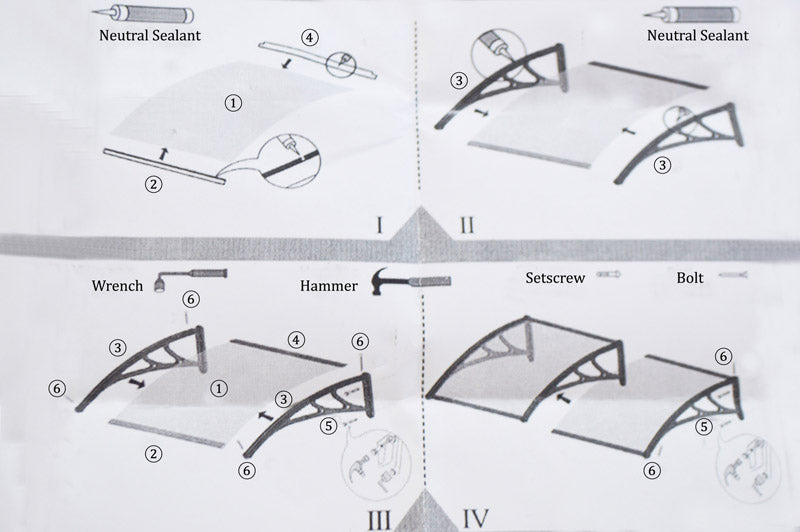 30"*40" Polycarbonate Awning Patio Canopy Window