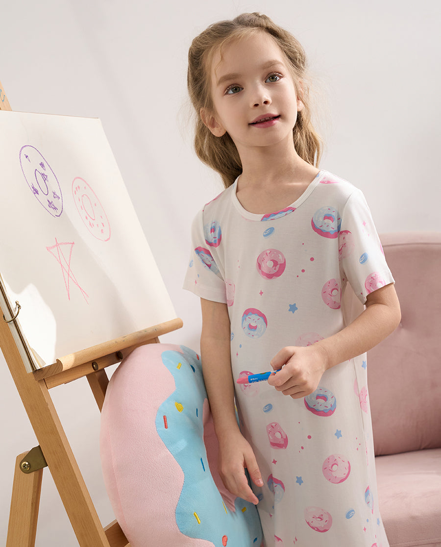 Aimer Kids Short-sleeved Nightdress For Girls