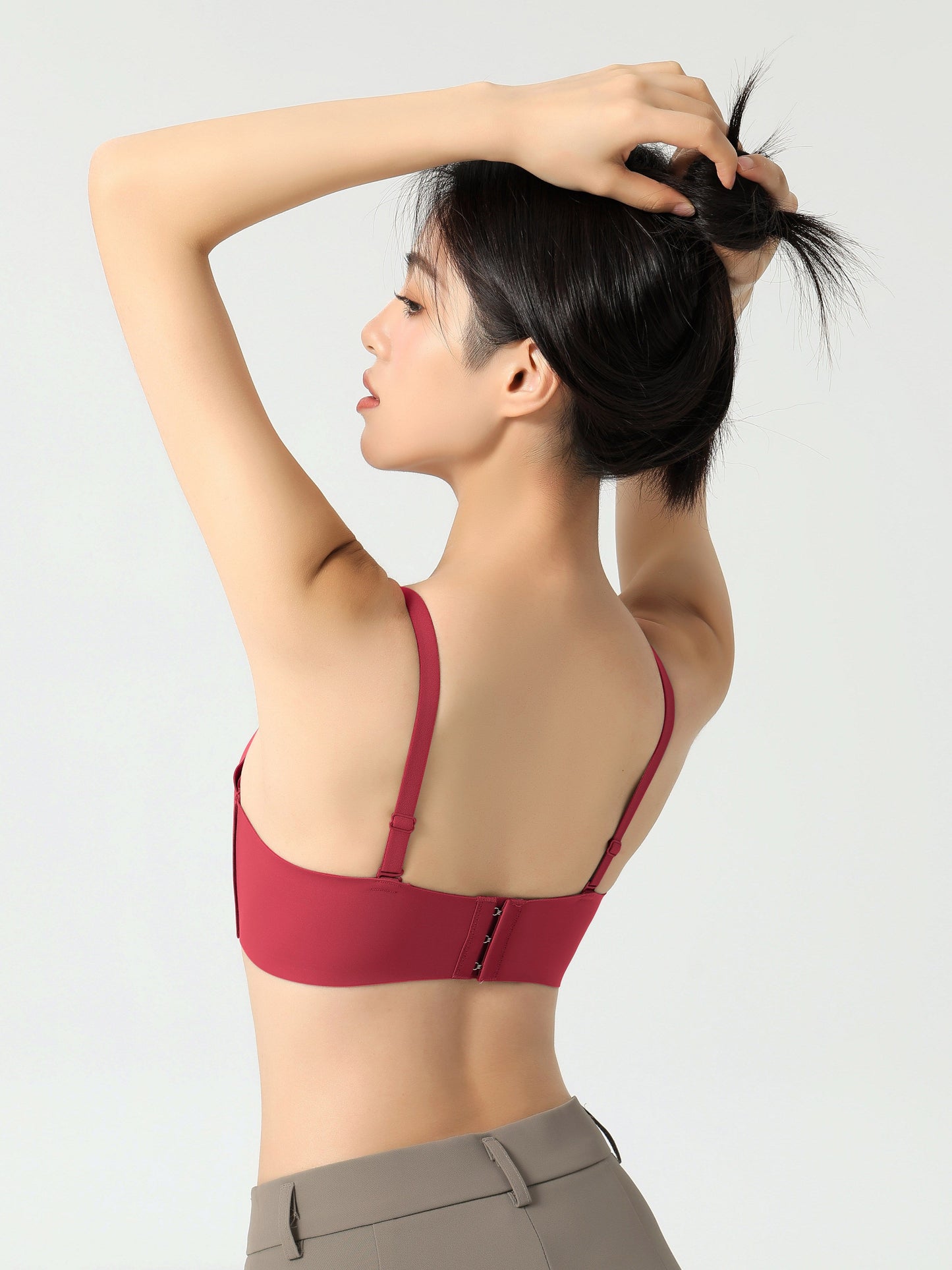 Elegant Solid Color Wireless Push-Up Bra, Polyamide TJR4M7B