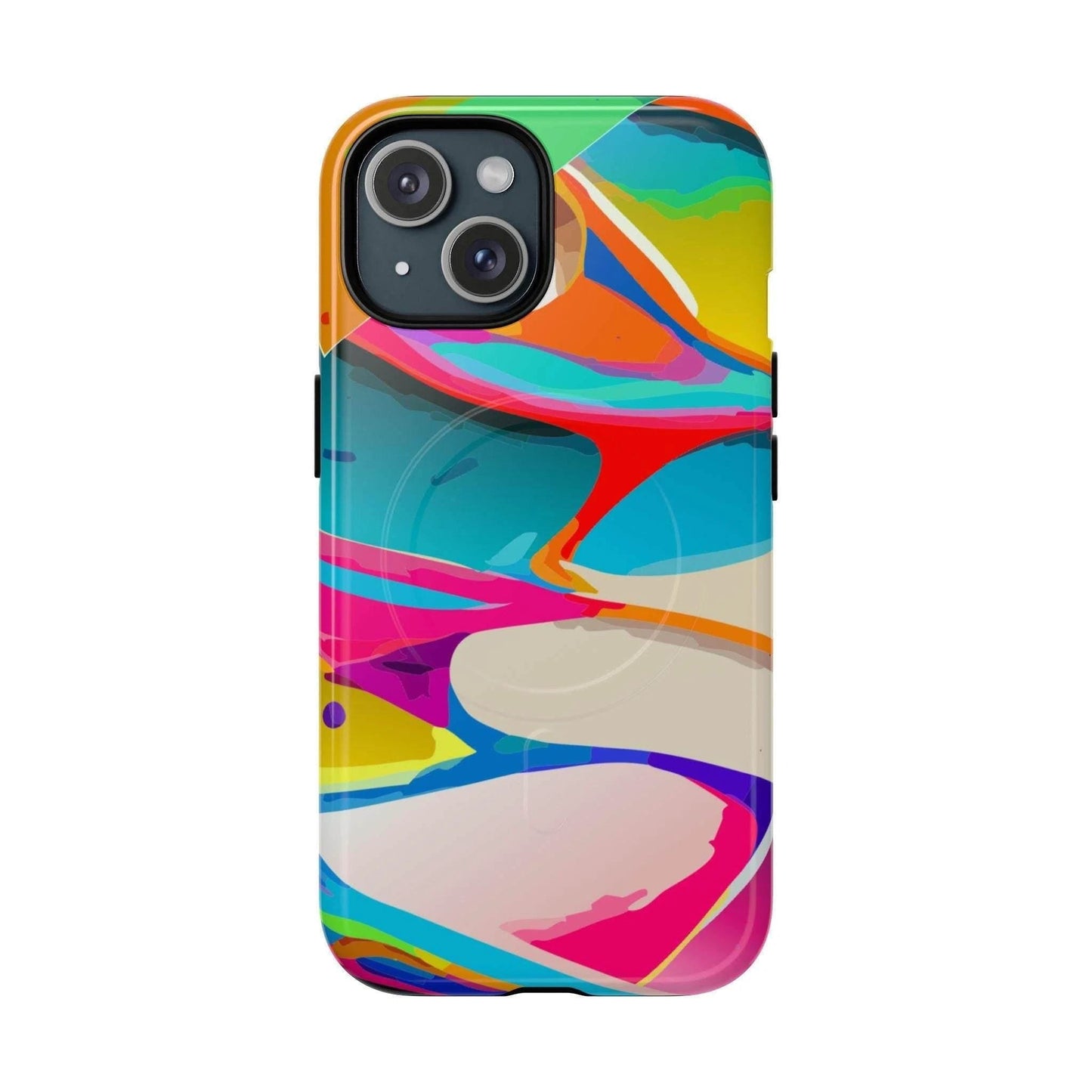 Vibrant Abstract Splash MagSafe Case - Bold Maximalist Tough Phone Cover for Edgy Alt-Fashion Aesthetics