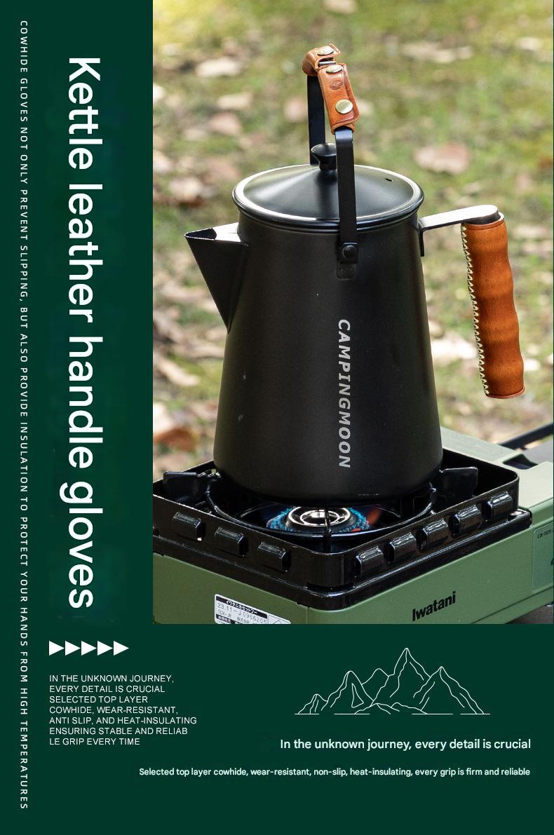 Campingmoon SW-PT / PT-67 Leather Sheath Cover Portable Lightweight Kettle Handle For Outdoor Camping Cookware Kettle Heat Resistant Anti-Scadling Handle Cover