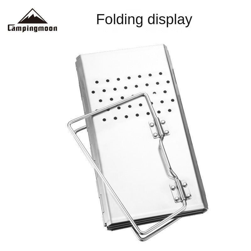 Campingmoon MT-18 Folding Firewood Stove Foldable Mid-Size Charcoal Igniter Fire Starter Burner Four Corner Charcoal Stove Tool Equipment Stainless Steel