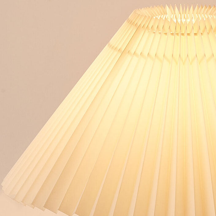 Japanese Wooden Table Lamp With Pleated Fabric Shade