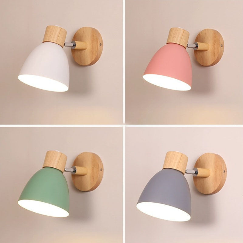 Minimalist Wooden Cone Wall Sconce LED Light With Conical Shade