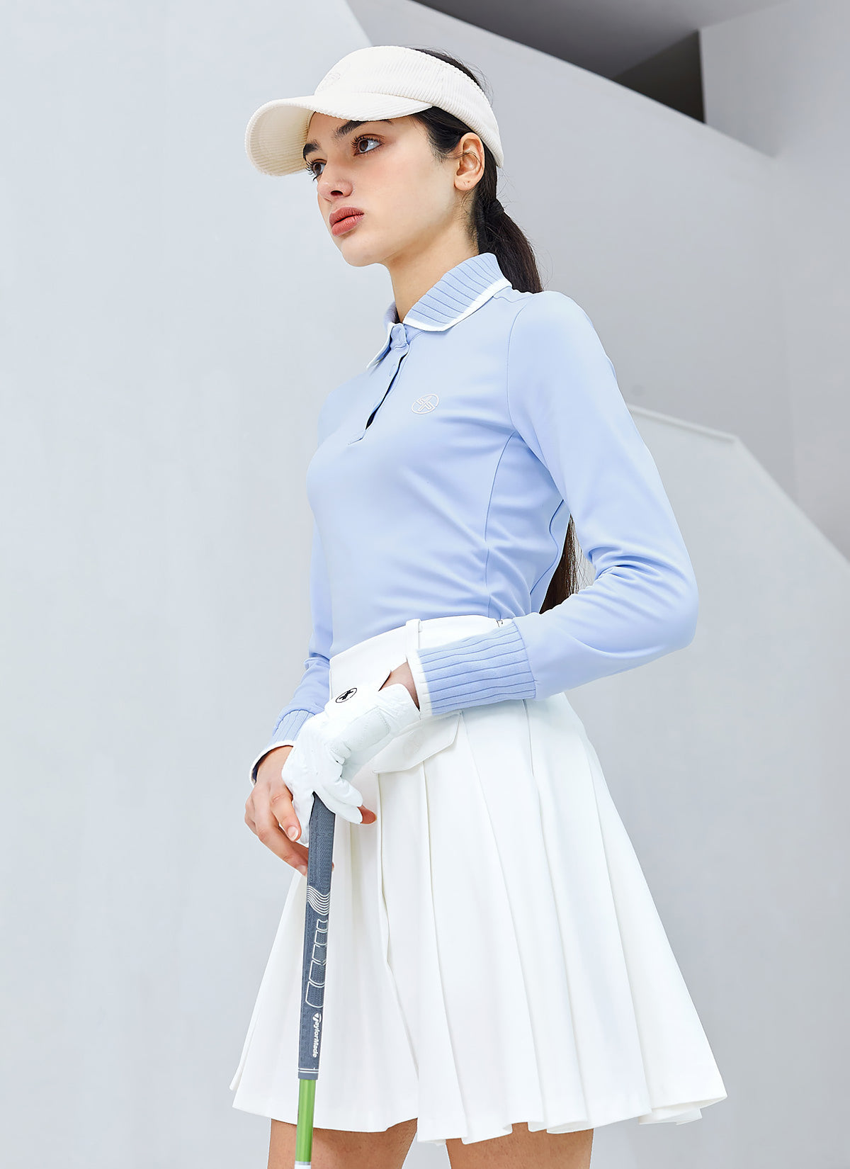 Ribbed Fluffy Polo Long Sleeve