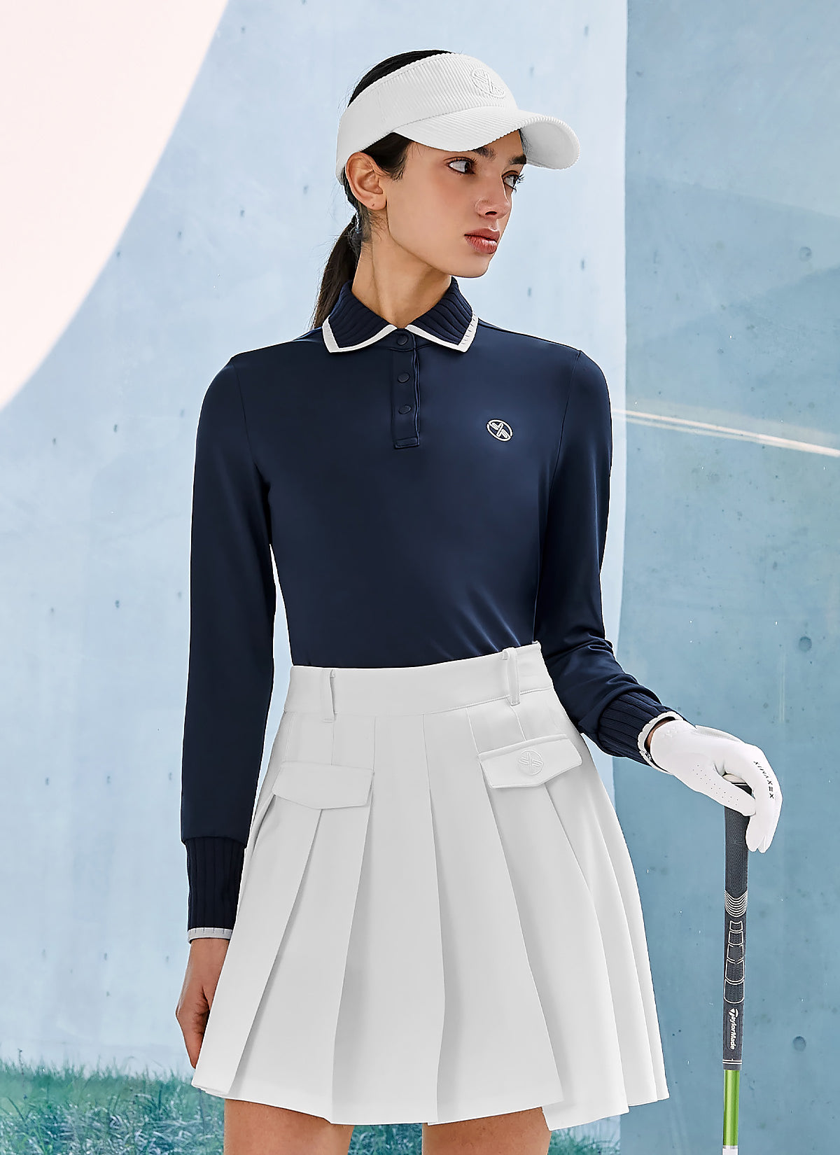 Ribbed Fluffy Polo Long Sleeve