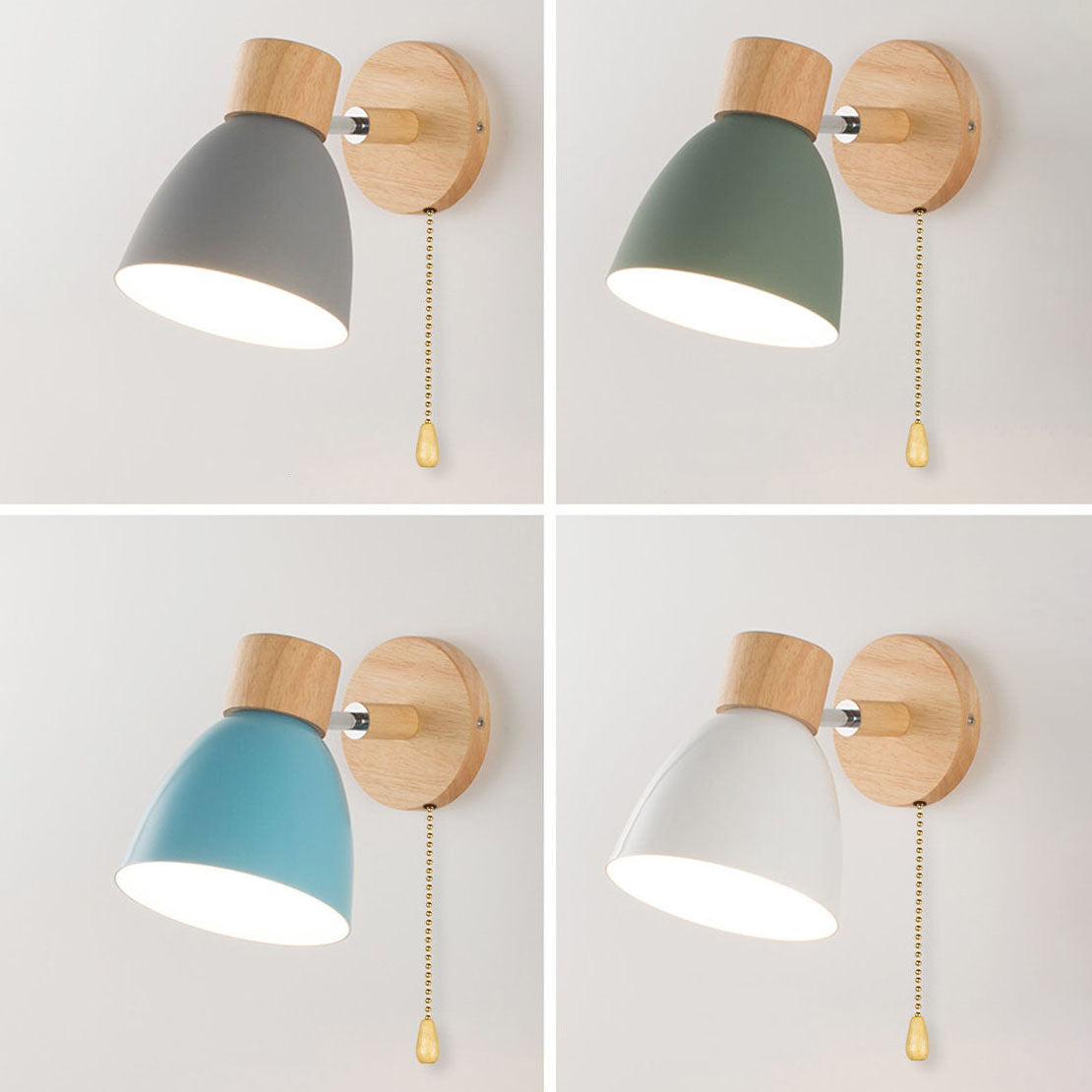 Minimalist Wooden Cone Wall Sconce LED Light With Conical Shade