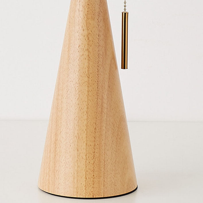 Japanese Wooden Table Lamp With Pleated Fabric Shade