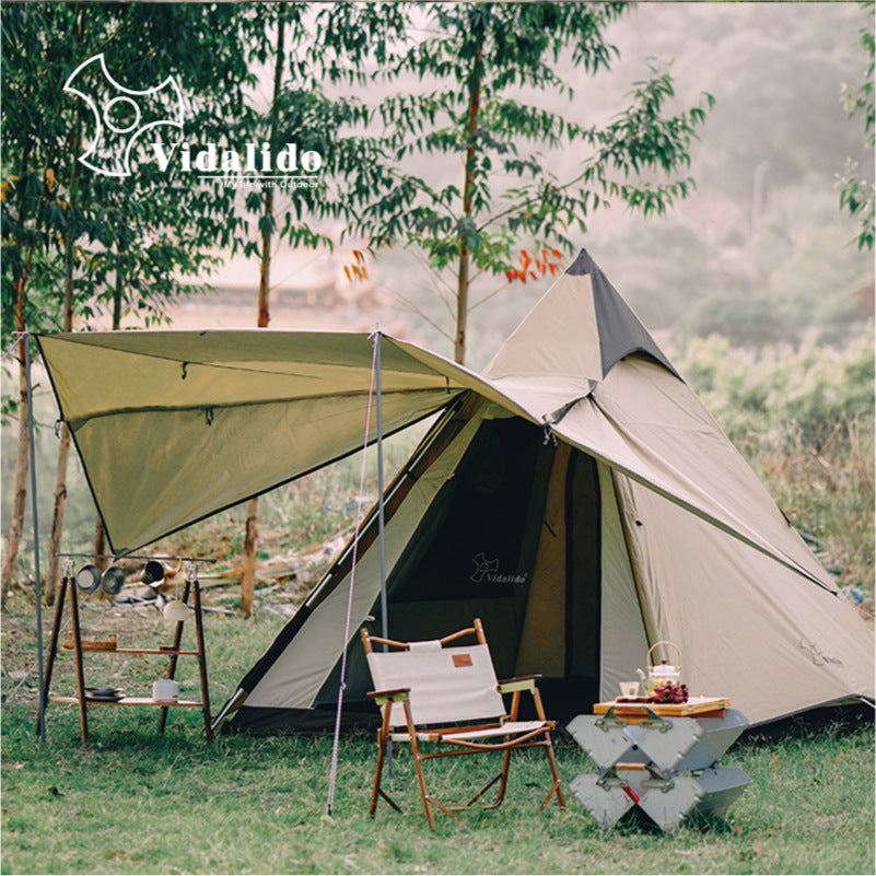 Vidalido Fast Automatic Indian Tent Style Teepee Tent Large Space For Up To 4 Person Quick Build Pyramid Tent 7.2m² Interior Space Waterproof Camping