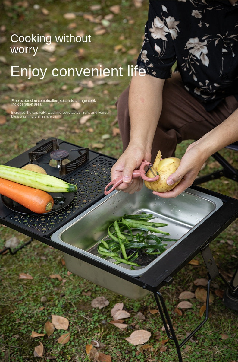 Campingmoon CK-26 IGT One Unit Sink Portable Lightweight Multi-Function Storage Basin Stainless Steel Outdoor Kitchen Sink Add-on Accessories