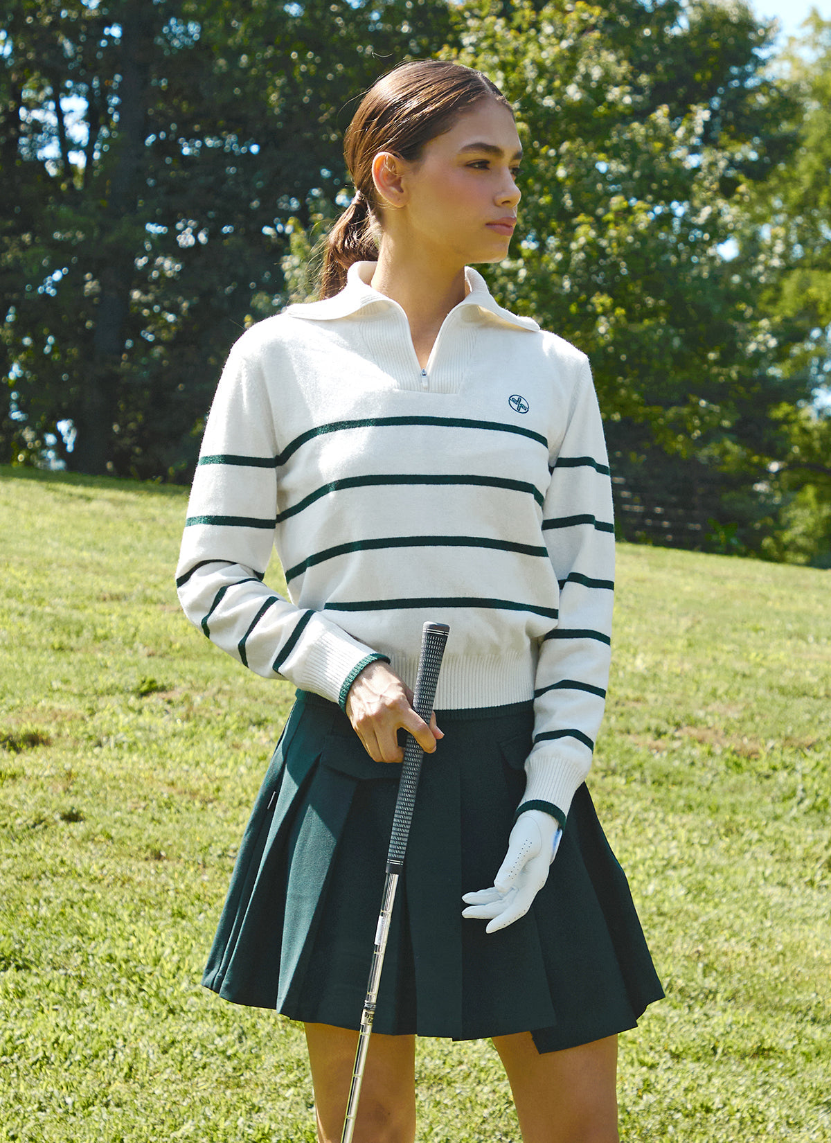 Preppy Unbalance Pleated Skirt