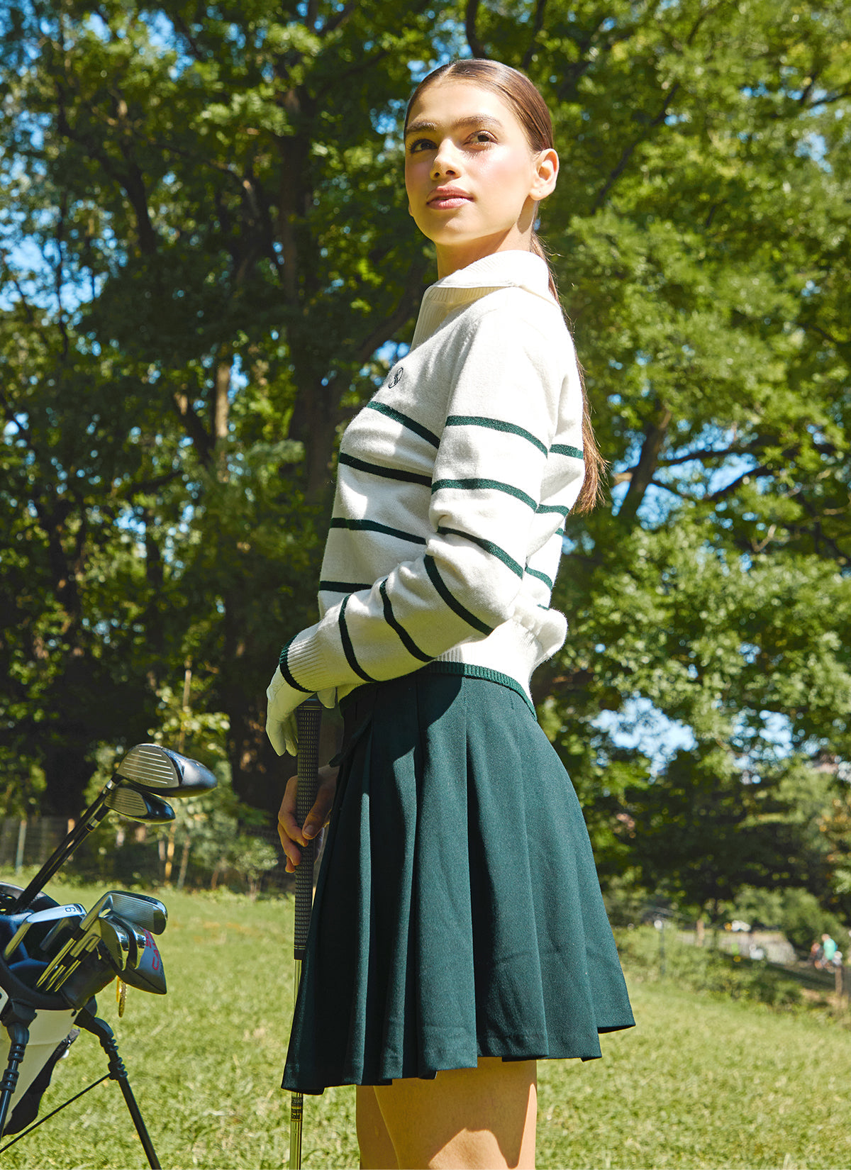 Preppy Unbalance Pleated Skirt