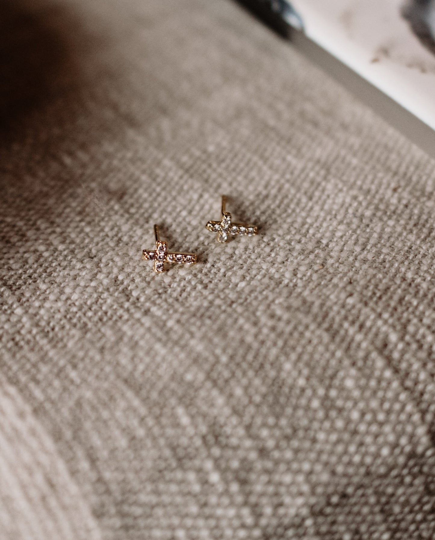 Weisinger Designs Small Rhinestone Cross Earrings