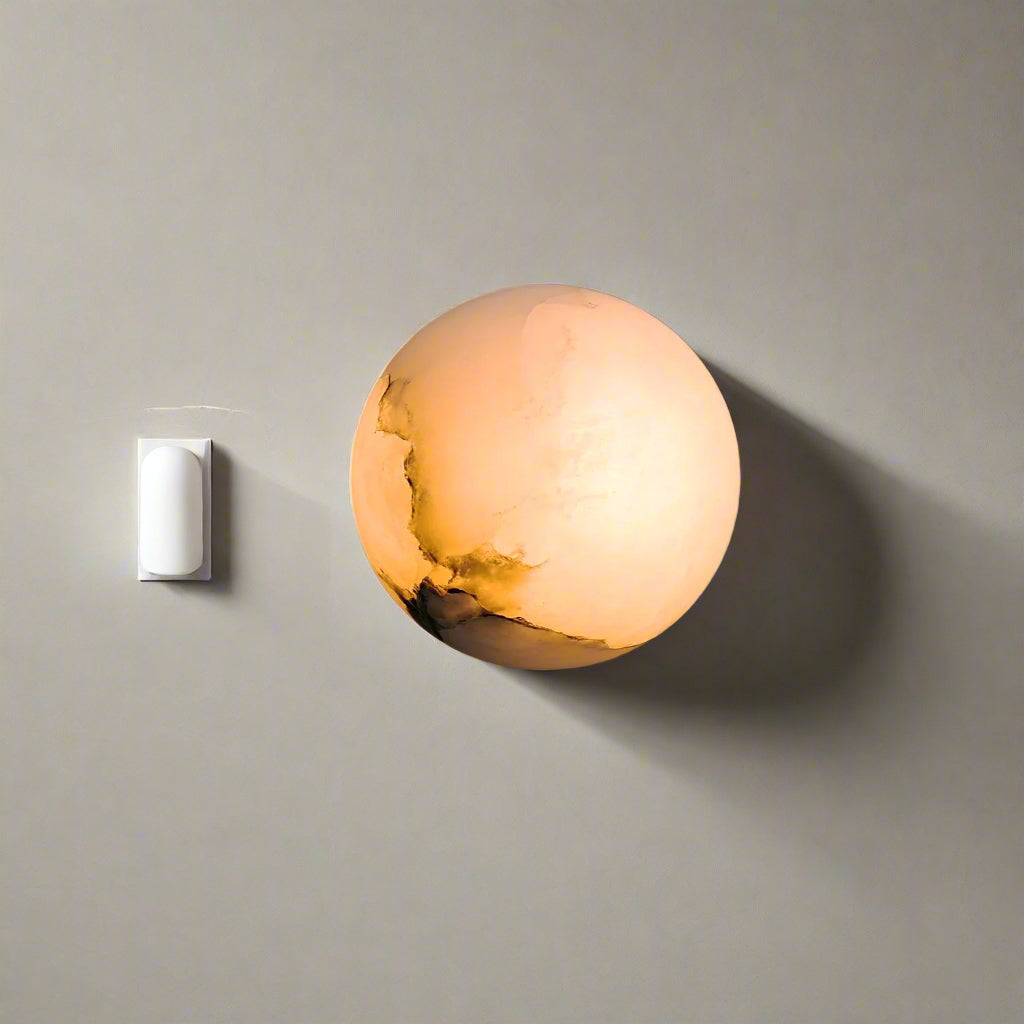 Mini Orb Alabaster Wall Light With Sculpted Stone Shade