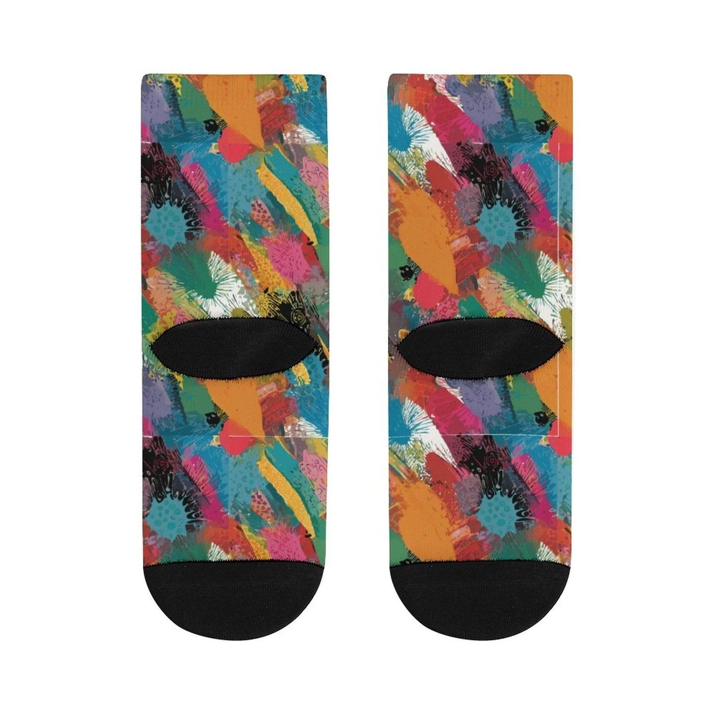 Painted Camo Striped Stockings — Multicolor Brush-Dab Knee Socks, Loud Sock Game