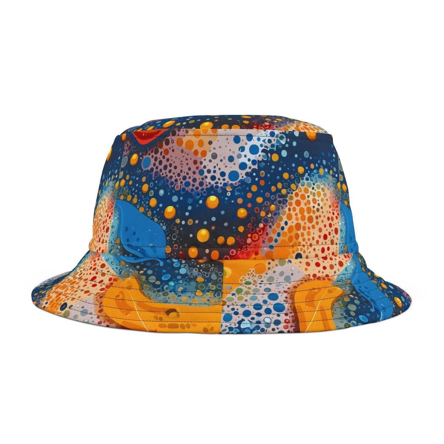 Cosmic Dot Painting Galaxy Bucket Hat for Astronomy + Festival Lovers — AOP Space Pattern Sun Hat, Made in USA, 3-Size Fit
