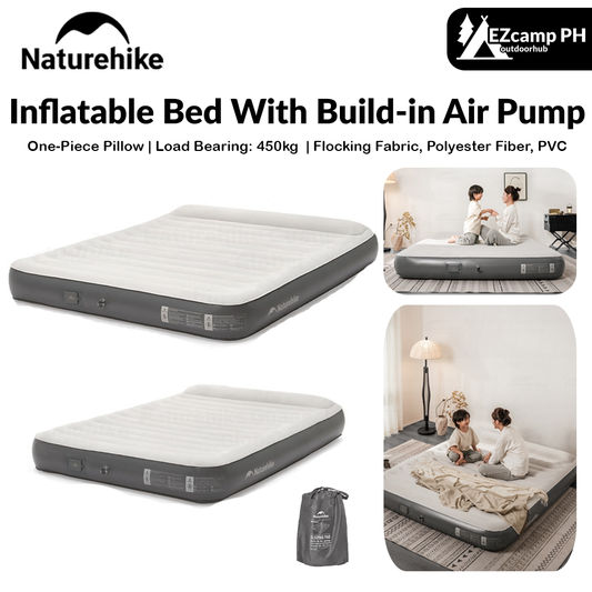 Naturehike Inflatable Bed With Build-in Air Pump Portable Lightweight 1-3 Persons Camping Luxury Sleeping Bed PVC Inflatable Thicken Pad Travel