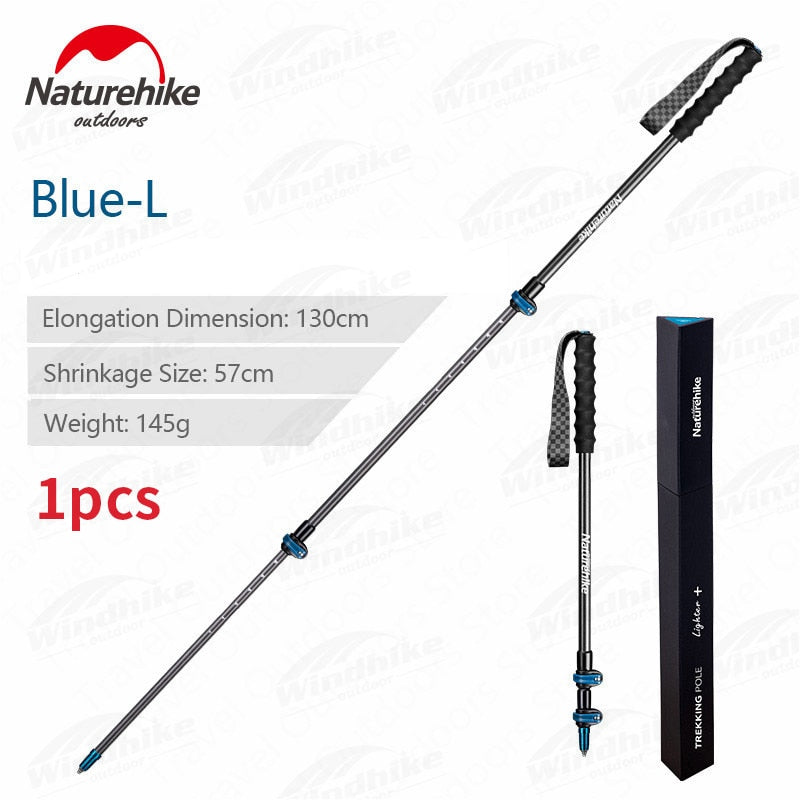 Naturehike ST10 Pure Carbon Fiber Trekking Pole Portable Ultralight 3-Section Telescopic External Lock Cane Rod Sticks Hiking Walking Mountaineering