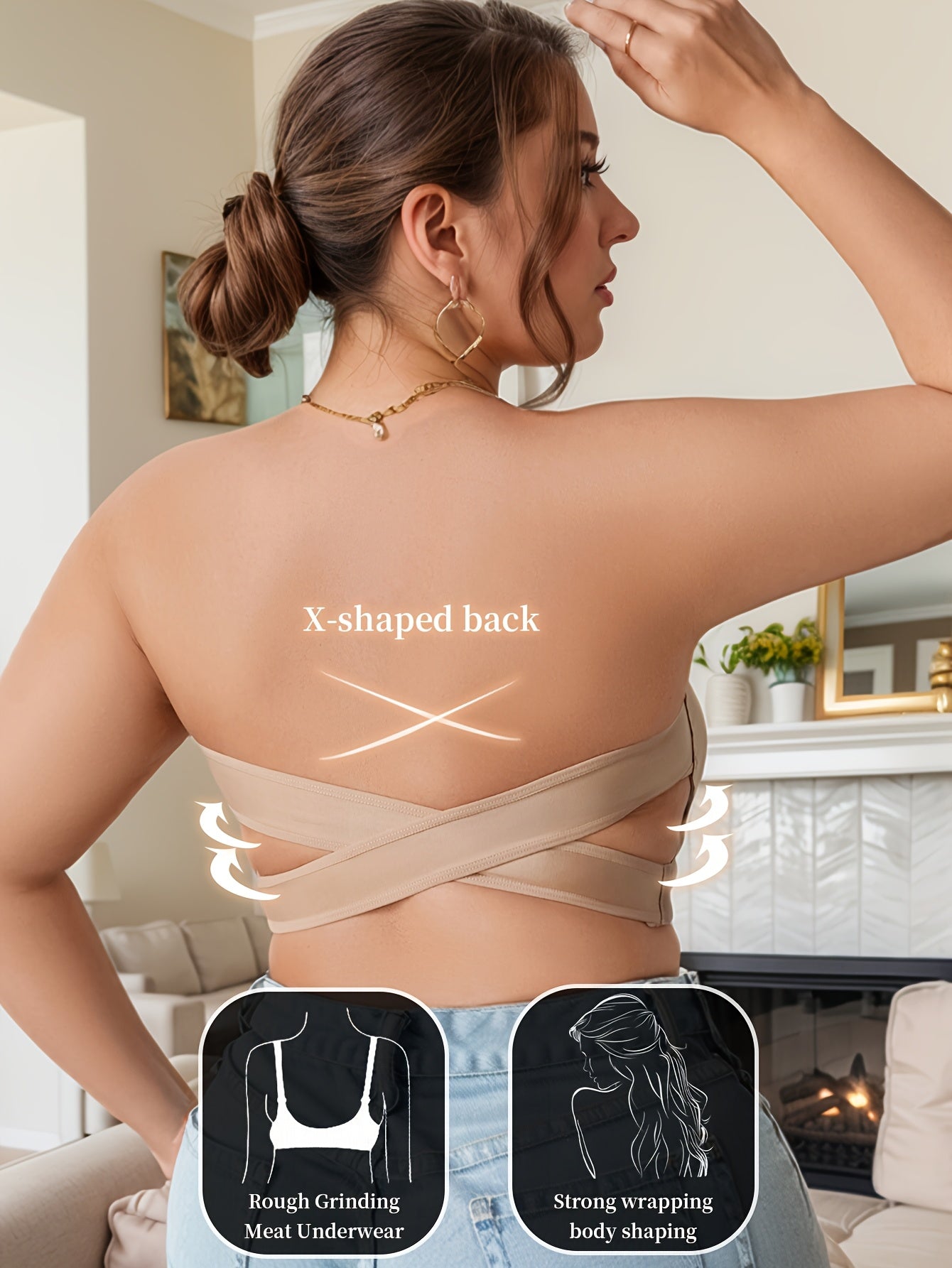 Plus Size Invisible Backless Bra, Wireless TJR8M5D