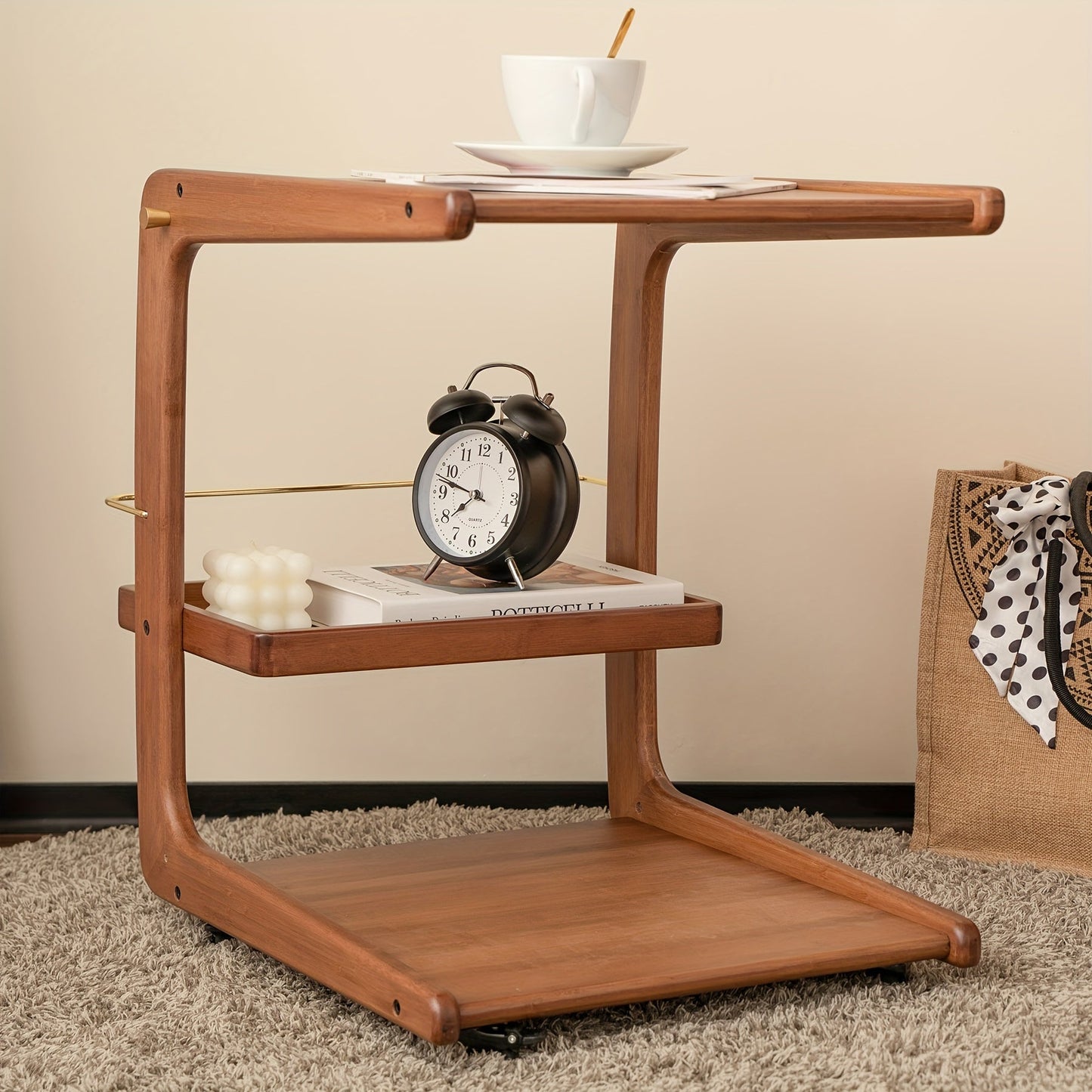 Versatile Bamboo Side Table with Wheels - C2NE