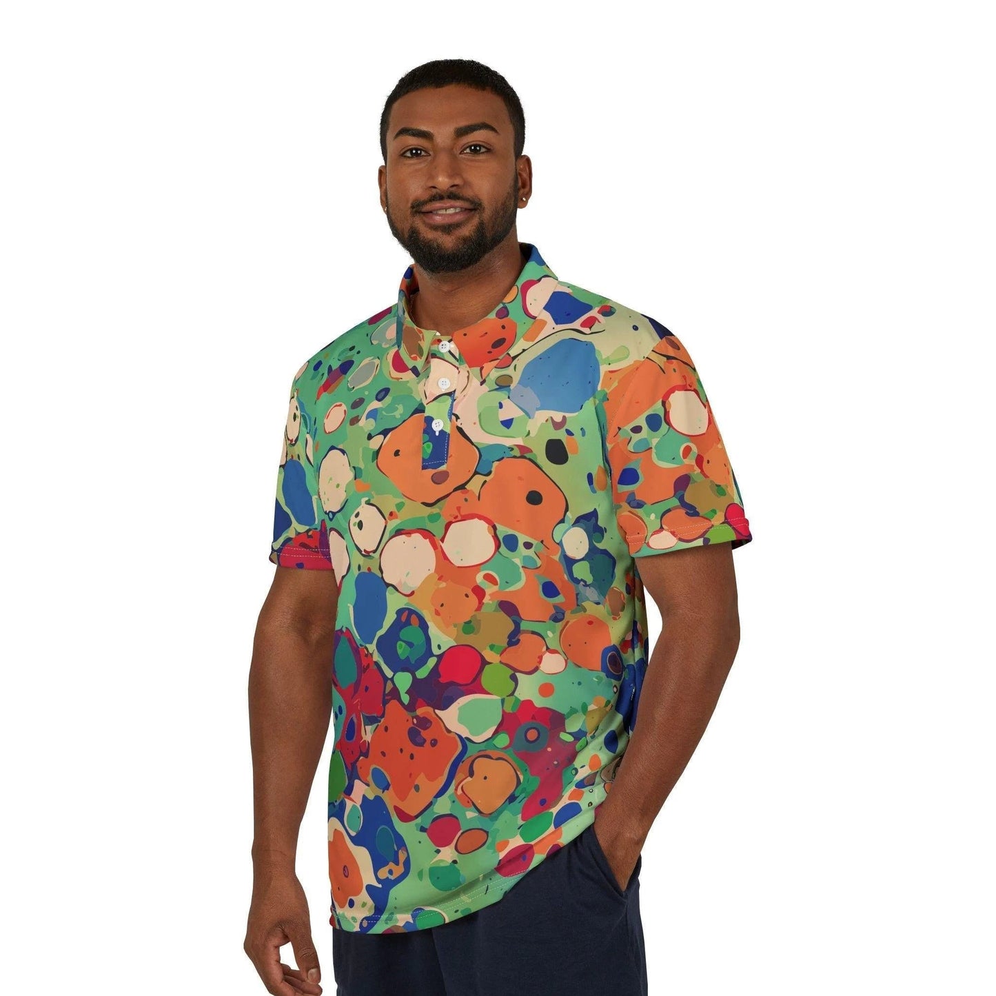 Psychedelic Paint Splatter Polo | Abstract Art Golf Shirt
